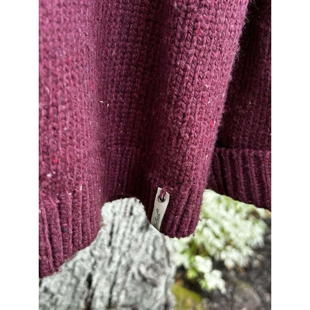 Woolrich Cardigan Sweater Size Large Fair Isle Nordic Wool Blend Maroon Snow